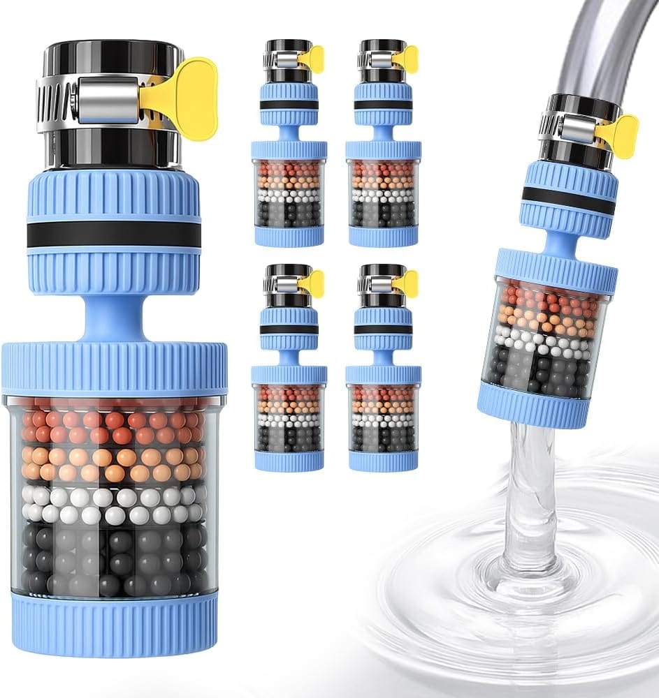 Filtre de robinet - Tap 3 - Réglable rotatif à 360° - Réduit la consommation d'eau - Gris blanc