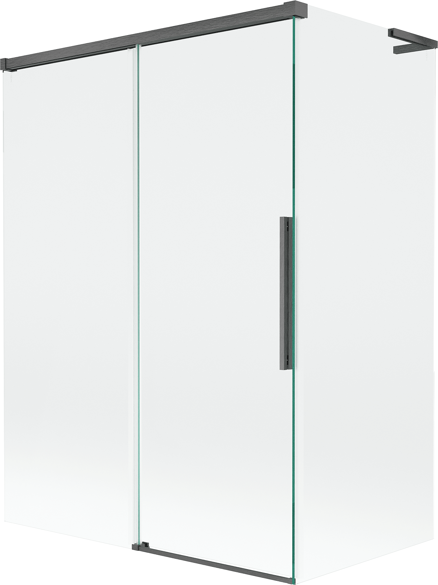 Mexen Rox L parawan nawannowy 2-skrzydłowy rozsuwany 120 + 70 x 150 cm, transparent, gun gray szczotkowany - 8C9L-120-070-66-00
