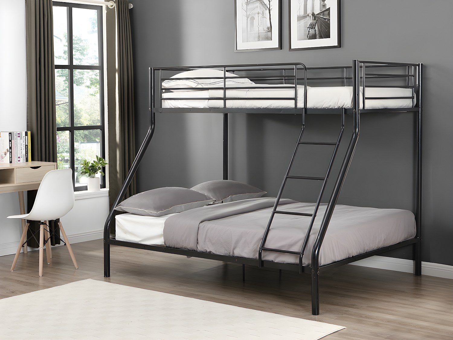 Łóżko piętrowe ELEVATIO IV - 90 i 140 × 190 cm - Stal - Czarny
