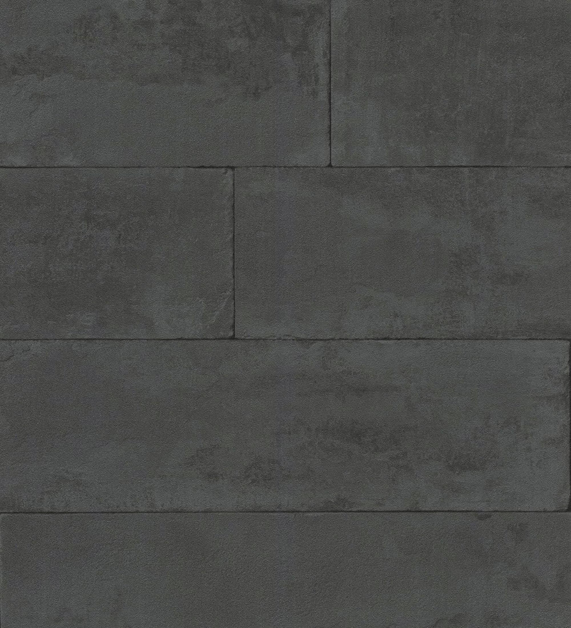Papier peint vinyle lavable mur de blocs de pierre noire texturé en relief - Myrtos 127681 de GAULAN - Rouleaux de 10 m x 0,53 m - 2