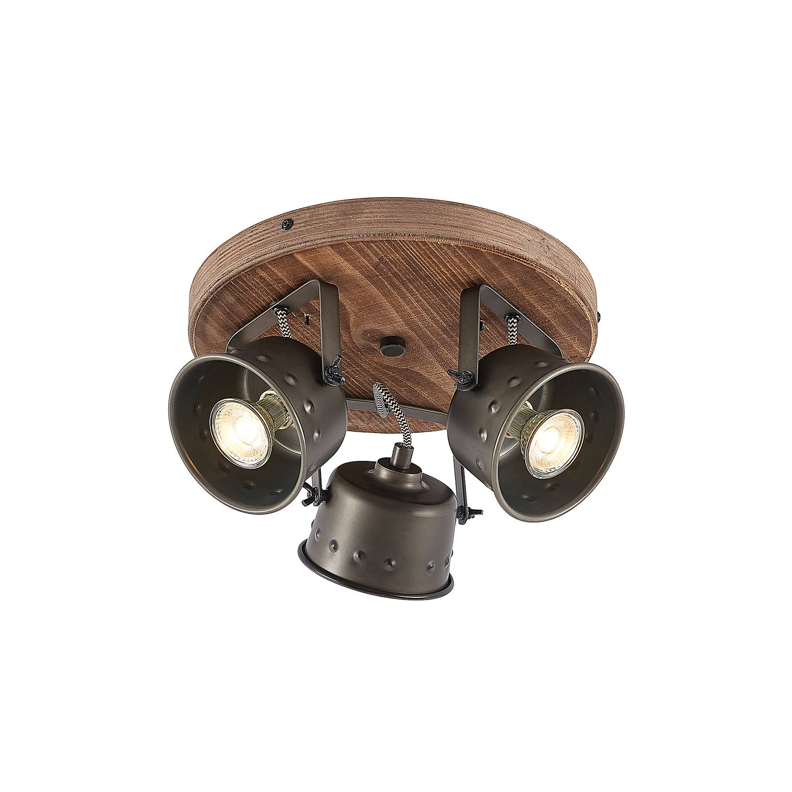 Lindby  Downlight Rubinjo De Ø 31 Cm, 3 Luces, Madera, Gu10, Lámpara De Techo, Foco De Techo, Foco, Lámpara, Lámpara De Techo Negro/Oscuras/Marrón , Leroy Merlin
