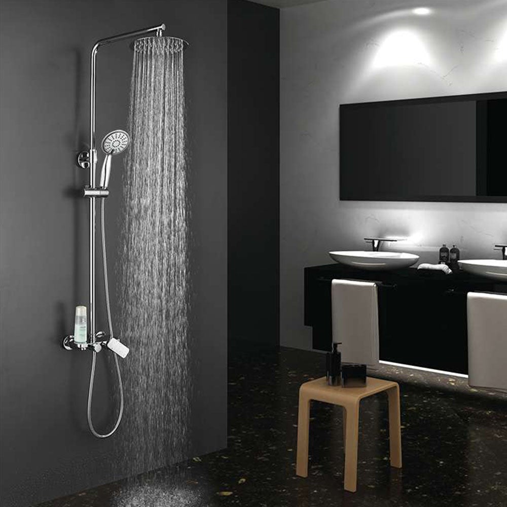 Kibath Colonne de douche ronde monocommande 79-125 cm DUA finition chrome brillant en laiton - 6