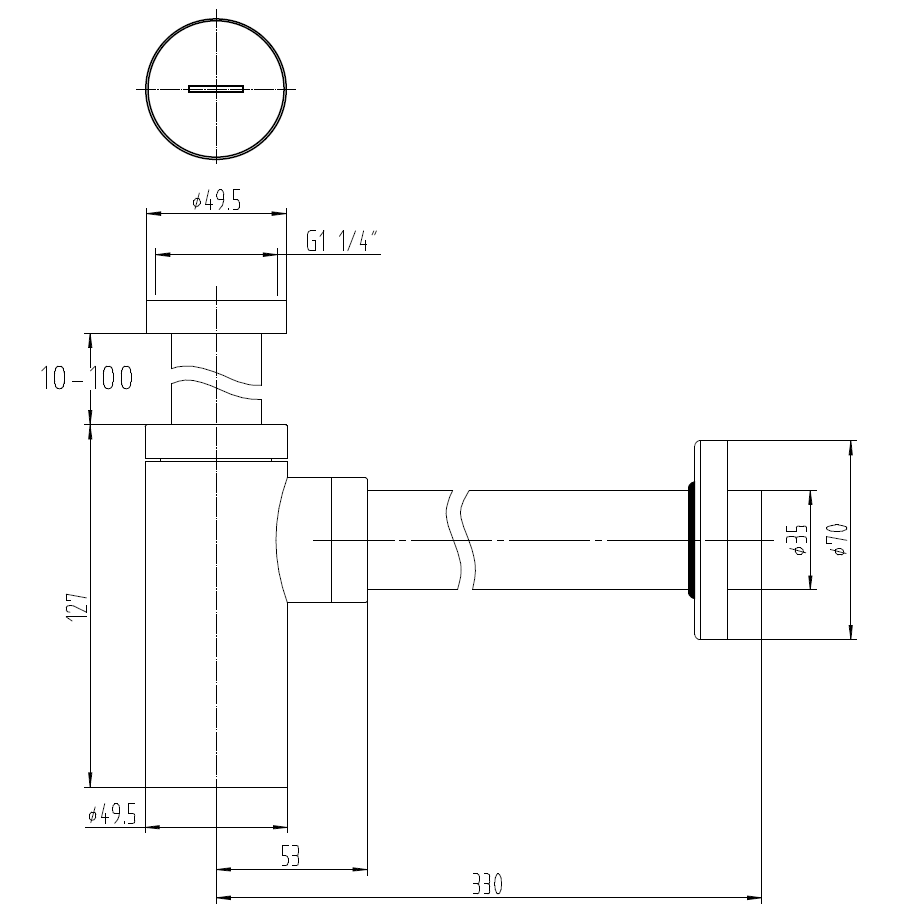 Siphon lavabo design finition noir mat - 5