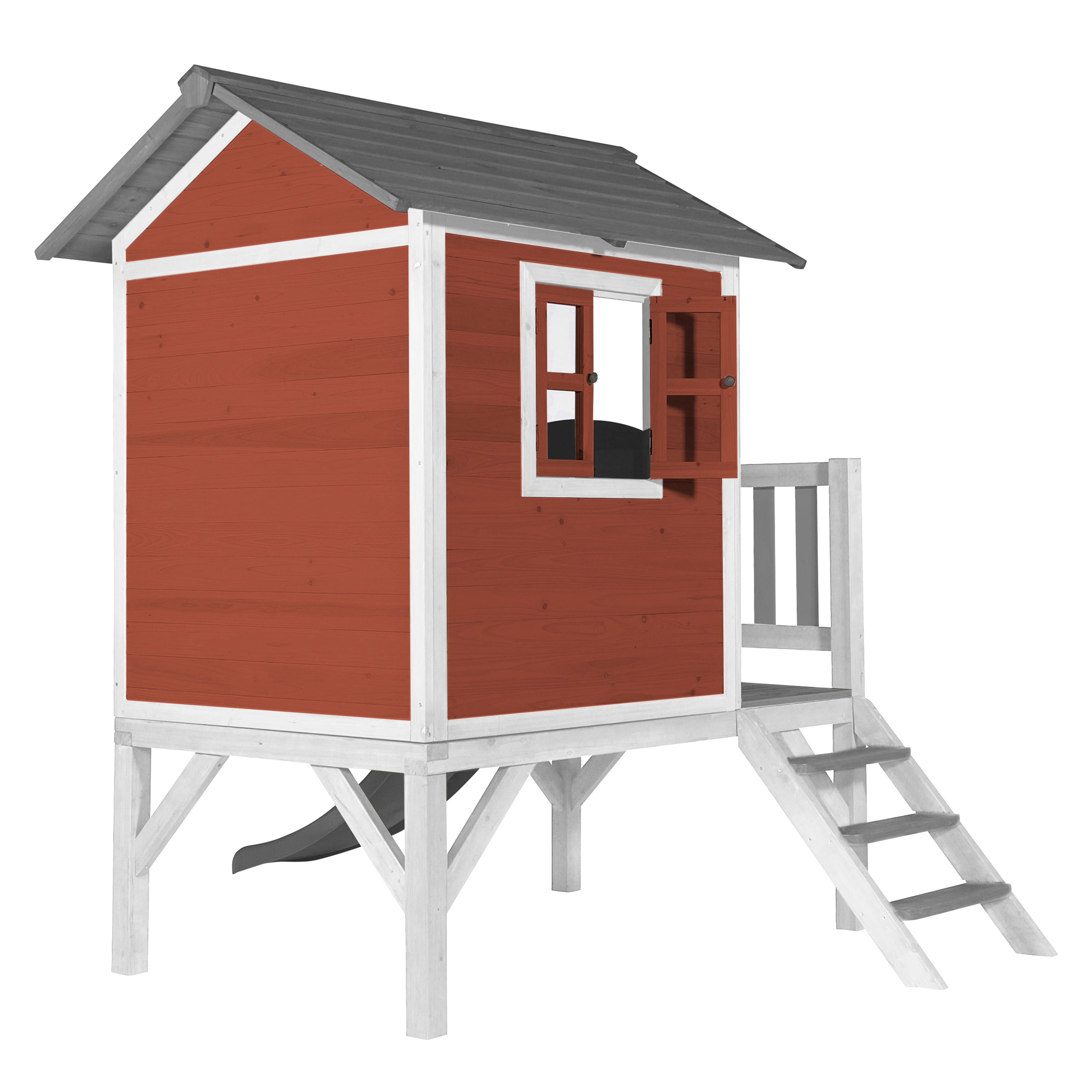 Axi Maison Enfant Beach Lodge Xl En Rouge Avec Toboggan En Gris | Maison De Jeux En Bois Ffc Pour Les Enfants | Maisonnette / Cabane De Jeu Pour Le - 5