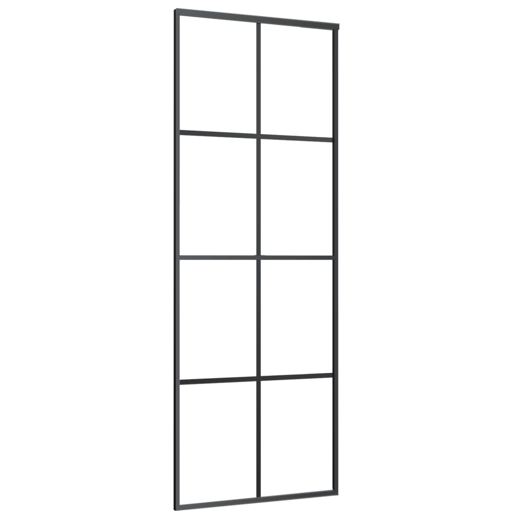 vidaXL Porte coulissante Aluminium et verre ESG 76x205 cm Noir - 2