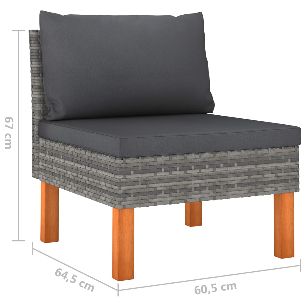 The Living Store - Salon de jardin 9 pcs avec coussins Résine tressée Gris - 9