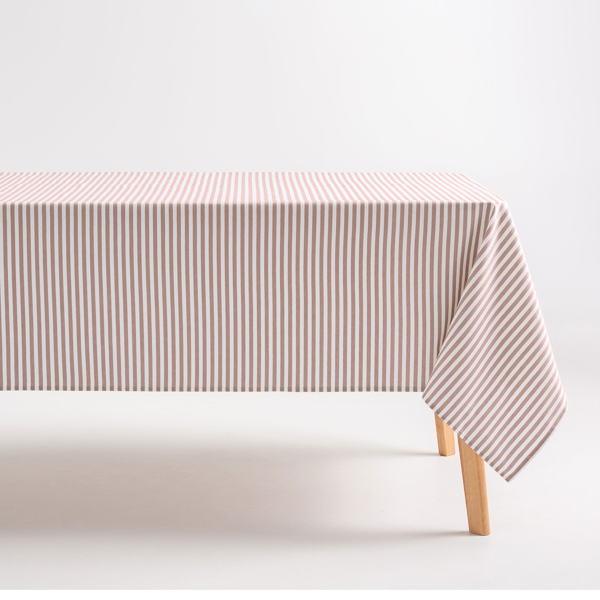 Obrus plamoodporny bawełniany, miękki w dotyku, w paski łososiowy 160x300 cm