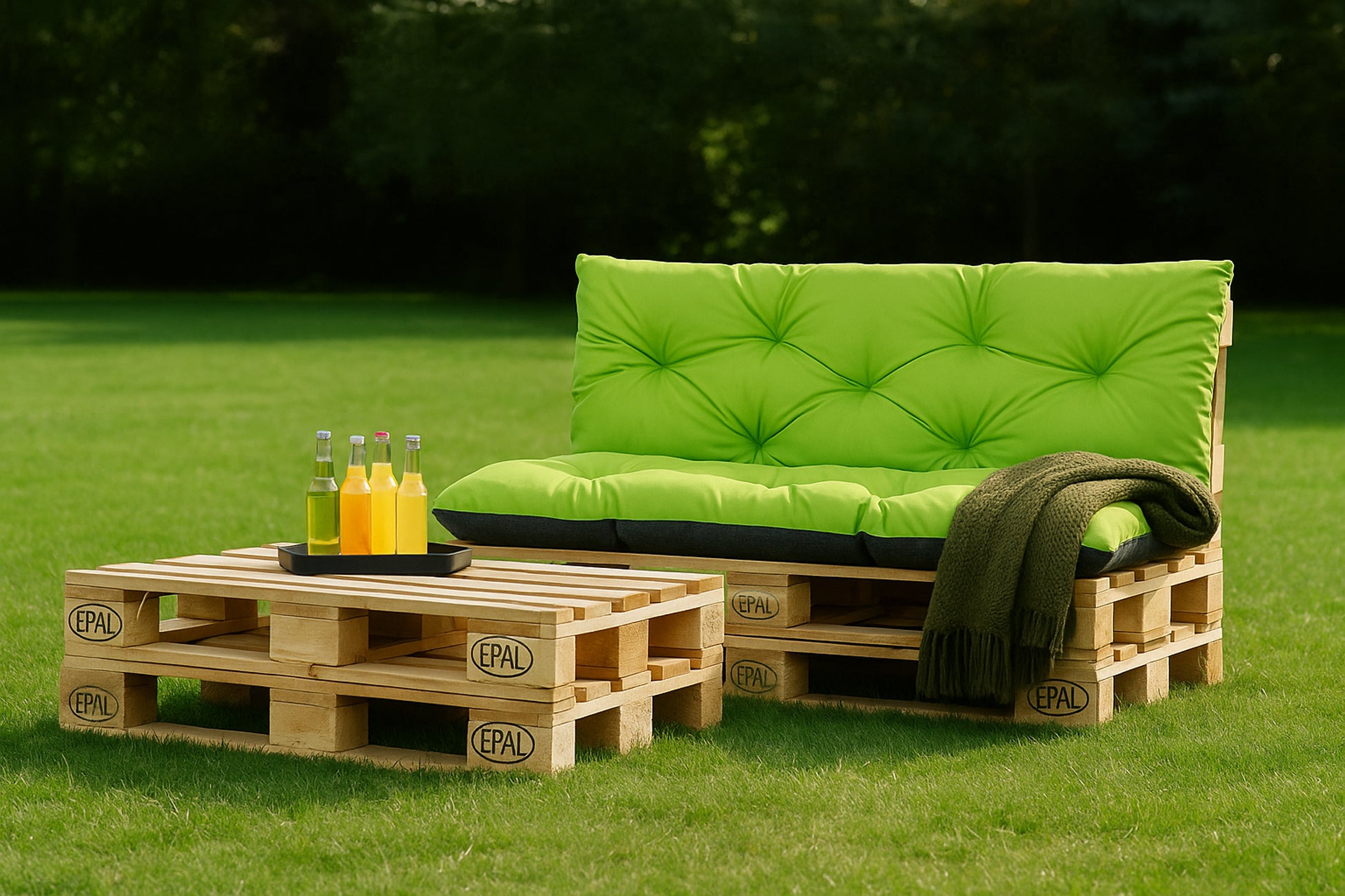 Set Cuscini per pallet, Seduta 120 x 60 e Schienale 120 x 60 cm Lime, cuscini per divani / cuscino per pallet interni / esterni, SETGARDEN - 4