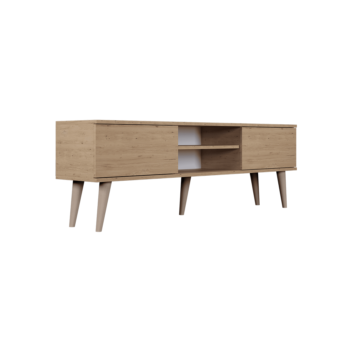 Mueble TV Lowboard FineBuy 160x45x40 Cm - Madera Y Metal, Moderno, Color Marrón, Con Puertas Y Estantes