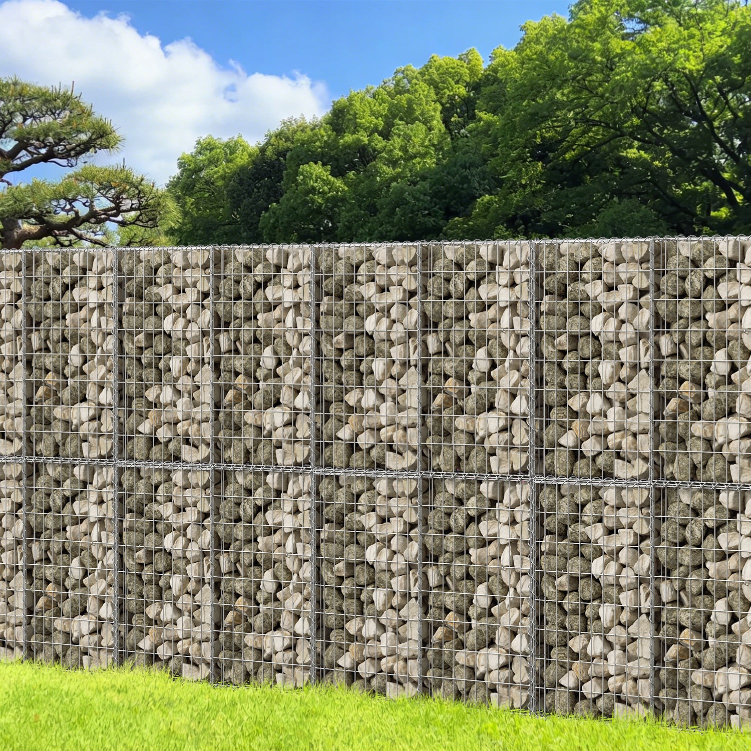 Klatka na kamienie Gabion 100x80x30 cm ze stali ocynkowanej w kolorze srebrnym - idealna do ogrodzenia, muru oporowego lub, w zestawie 4 haczyki