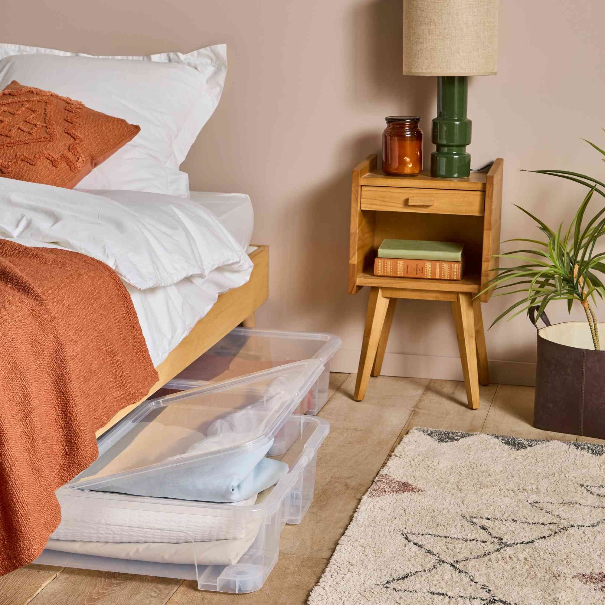 Lot de 2 boîtes de rangement sous le lit à roulettes 50L en plastique transparent avec couvercle VIEW BOX - 5