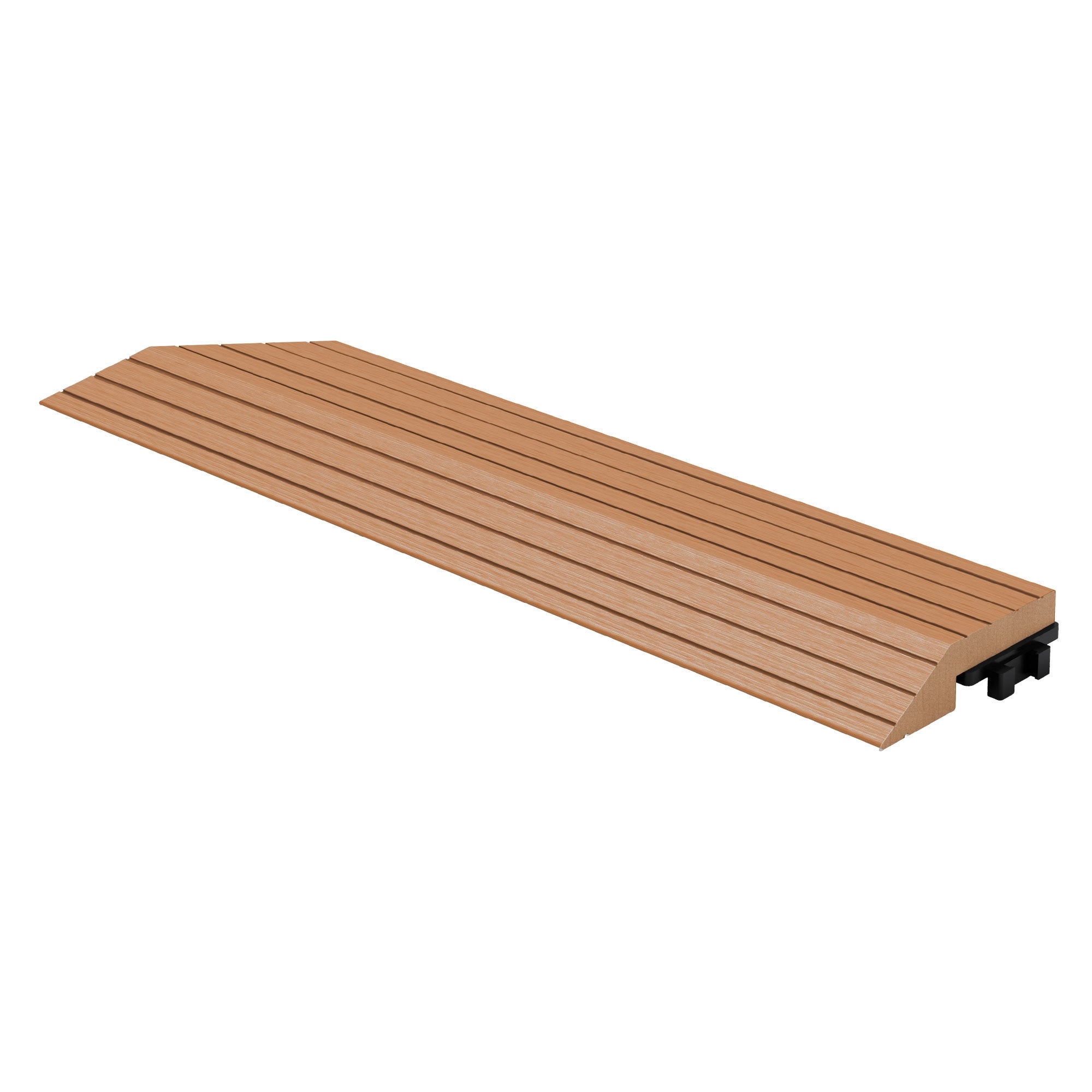 ML-Design listwa narożna lewa wpc jasnobrązowy 38x2x7,5 cm profil drewnopodobny ryflowany z odpływem wzmocniona baza system klik obróbka krawędzi