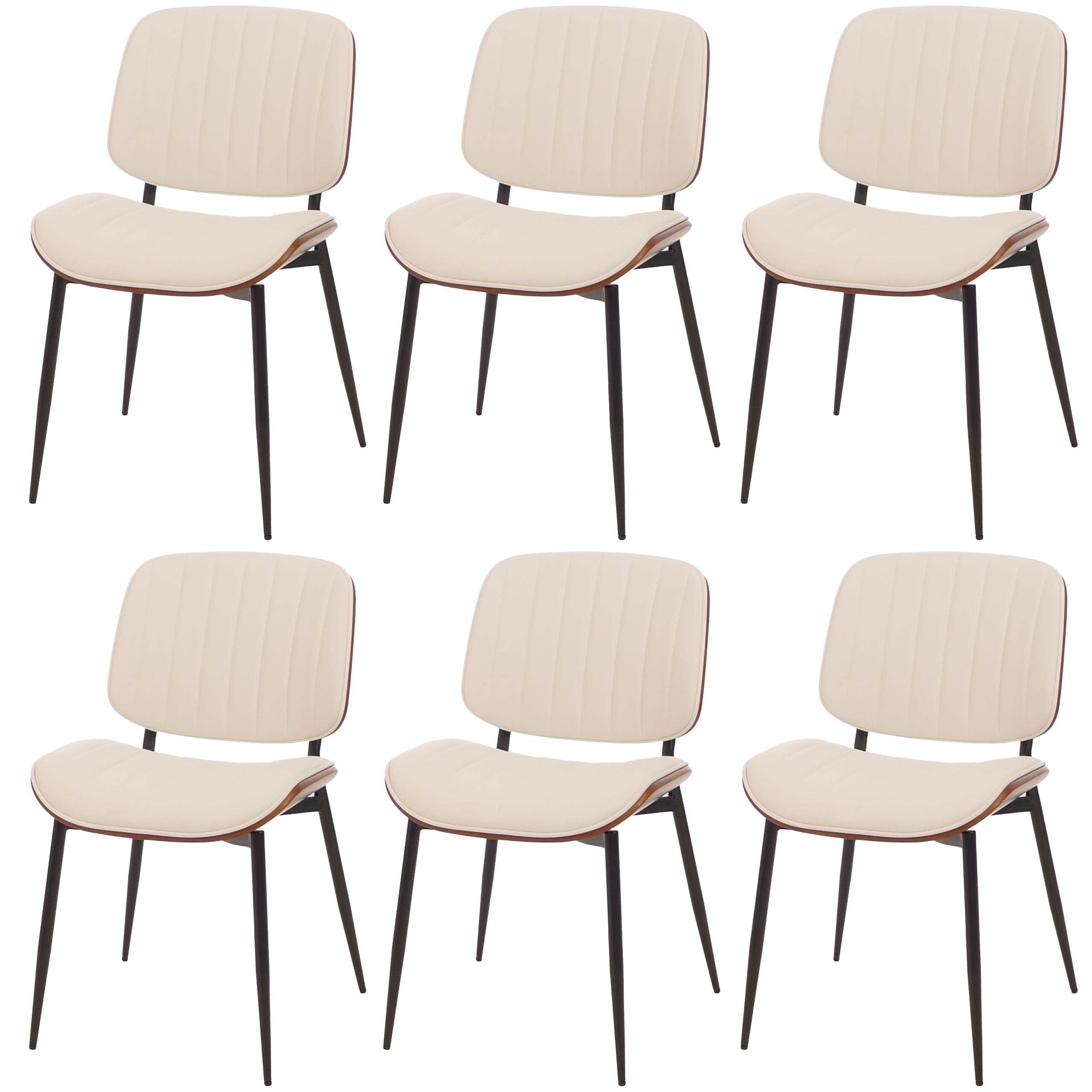 Zestaw 6 krzeseł do jadalni HWC-O44, krzesło kuchenne Krzesło, drewno gięte imitacja skóry Oeko-Tex MVG ~ orzechowy wygląd, biały