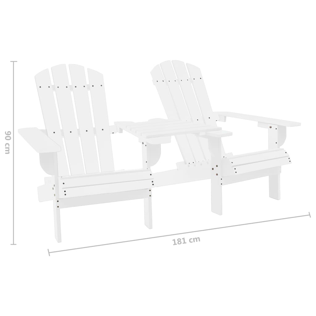 Chaises de jardin Adirondack avec table Bois de sapin Blanc - 6