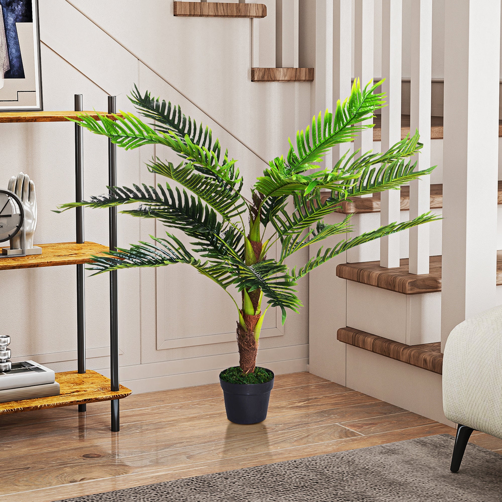 Plante artificielle palmier cycas hauteur 123 cm intérieur extérieur pot inclus décoration maison jardin - 9