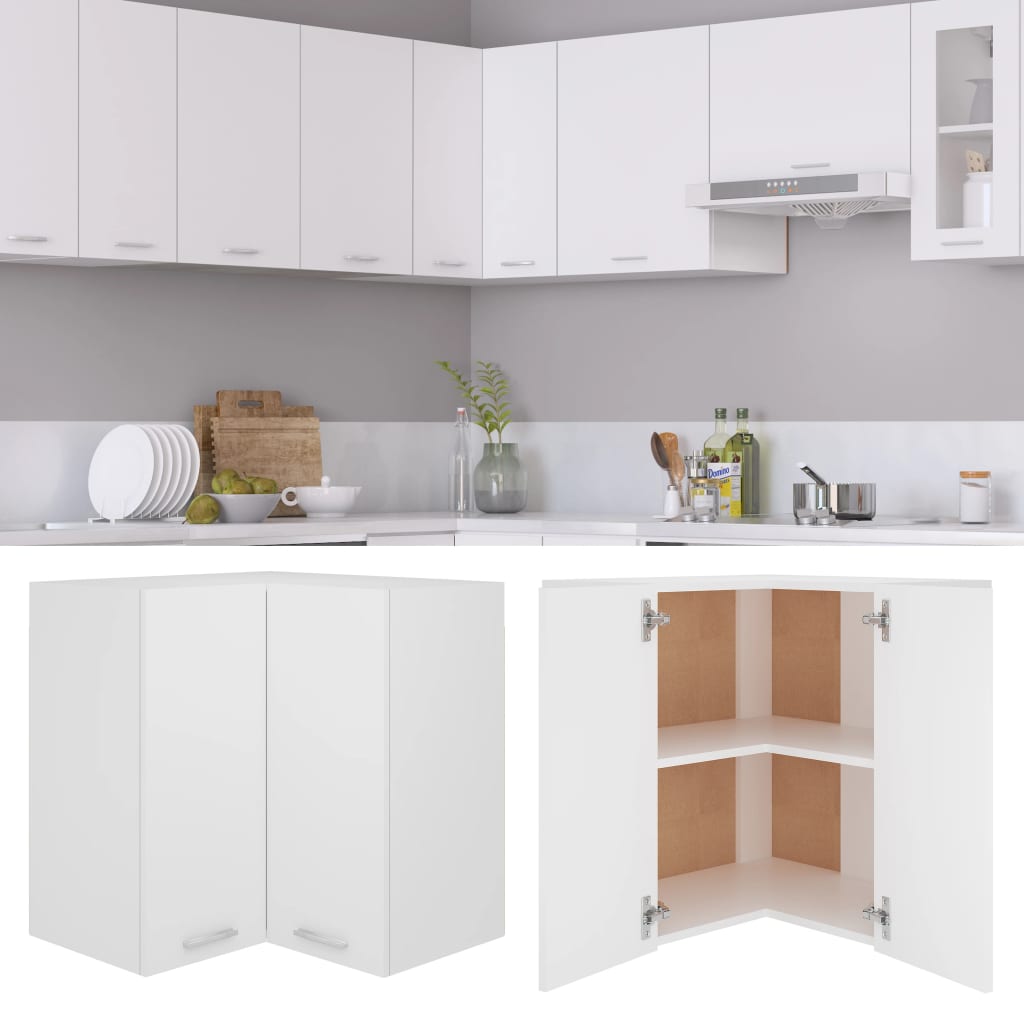 Meuble d'angle suspendu Blanc 57 x 57 x 60 cm Bois d'ingénierie - 2
