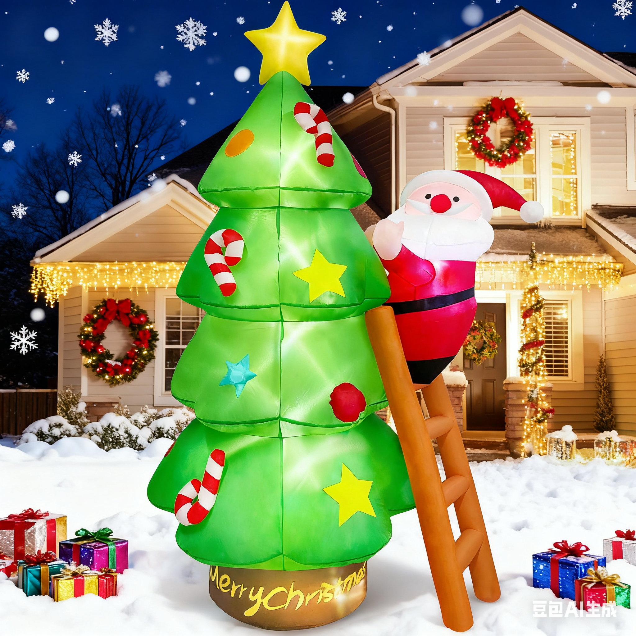 Easycomfort Albero Di Natale Gonfiabile Gigante 243cm Con Luci A Led E Babbo Natale 80781659 - Foto 14