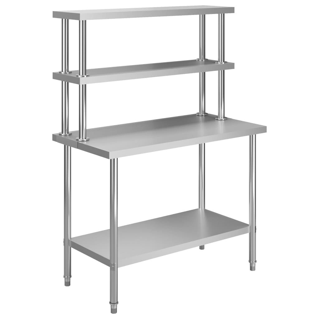 Mesa trabalho cozinha c/ prateleira 120x60x150cm aço inoxidável CFW367124 - 2