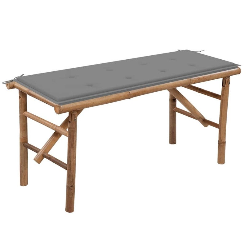 Składana ławka ogrodowa z poduszką, 118 cm, bambusowa vidaXL