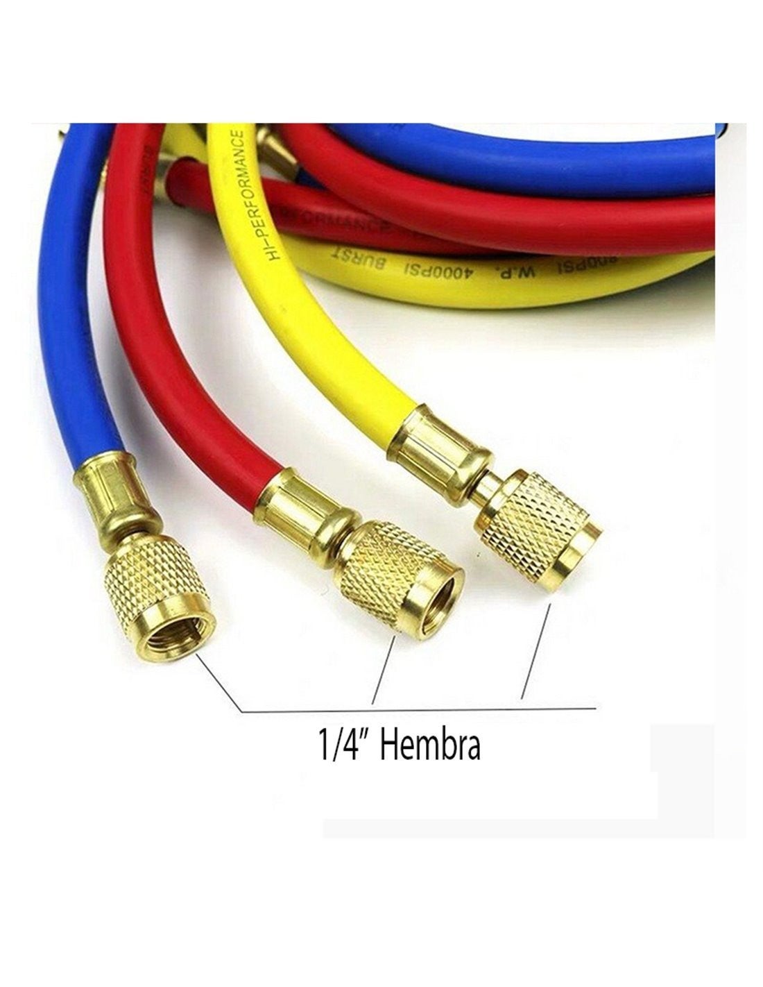 Pack de bouteilles de gaz réfrigérant Gasica D2, substitut du R12/R134a, plus un kit de tuyaux avec manomètre pour la recharge de la climatisation. - 7