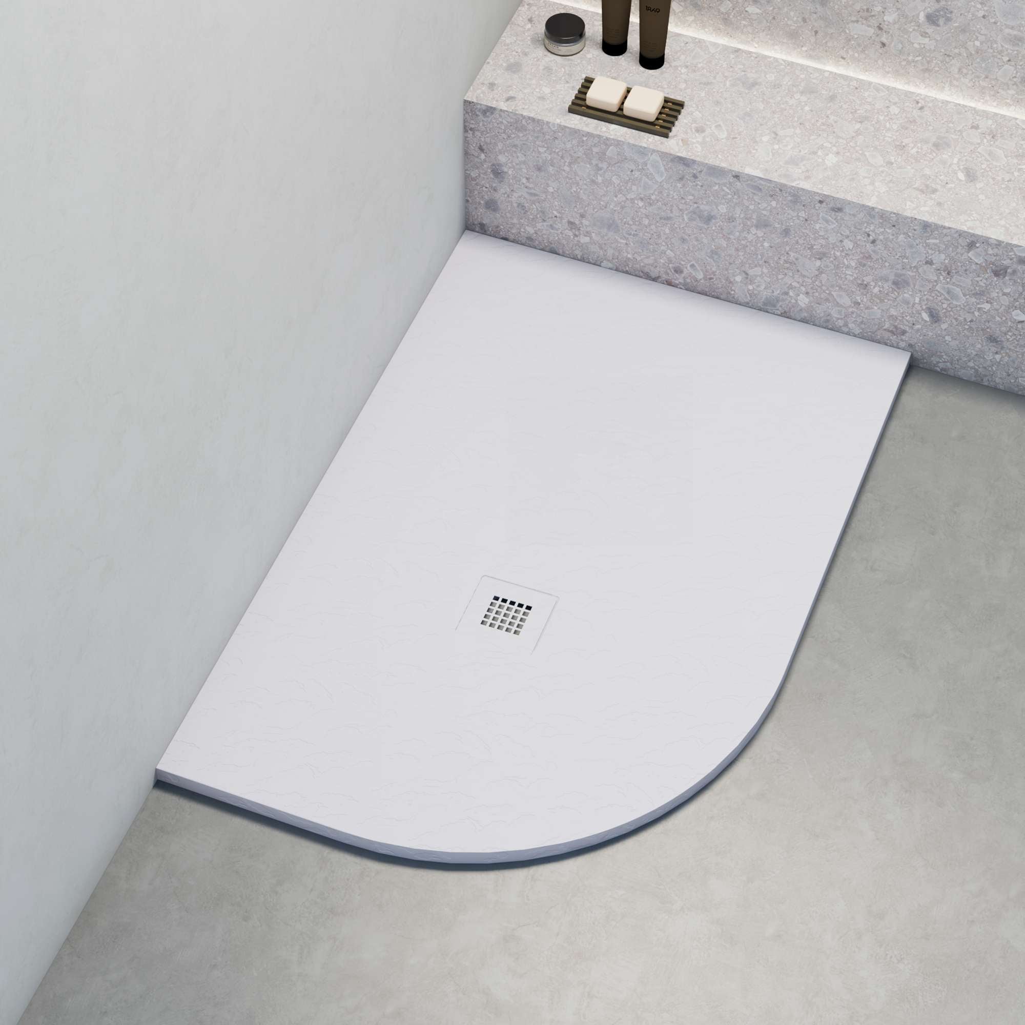 Receveur de douche Poalgi semi-circulaire asymétrique gauche blanc ...