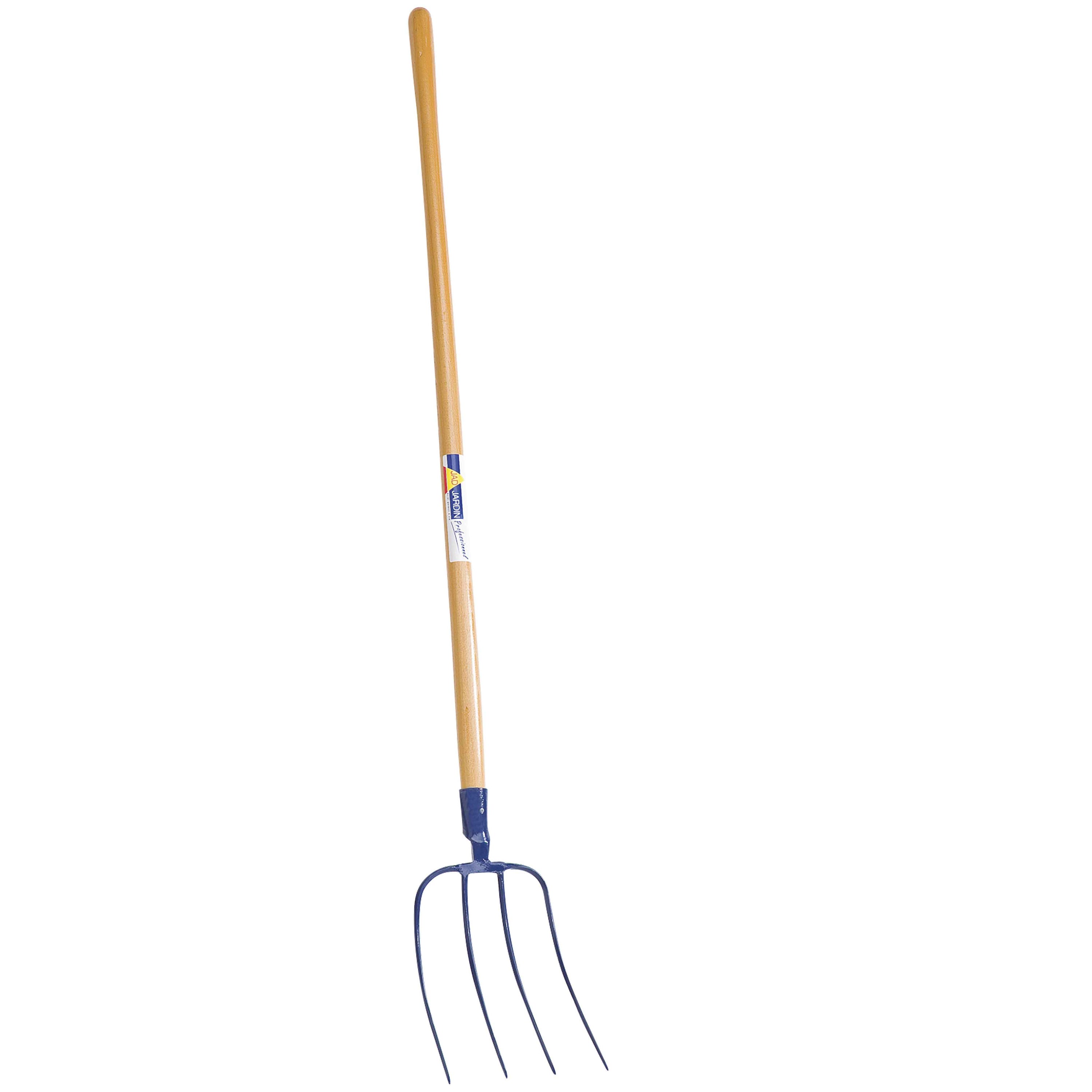 Fourche de 12-1/2 po à 5 dents pour fumier, avec long manche en frêne de 4 pi Fourche de 12-1/2 po à 5 dents pour fumier, avec long manche en frêne de 4 pi