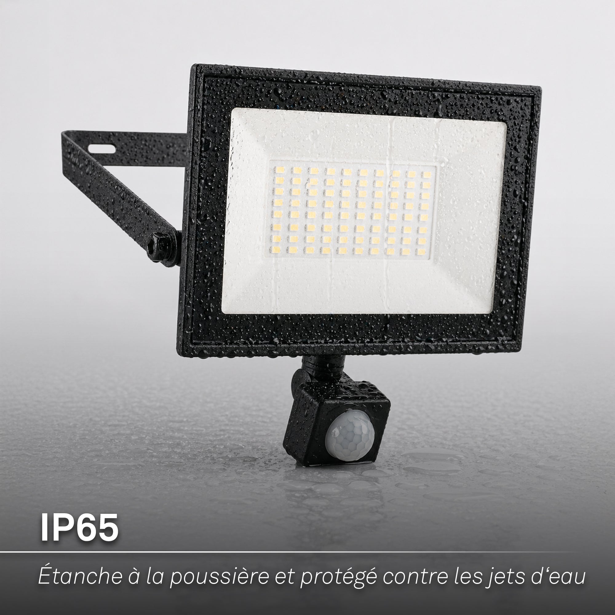 Projecteur LED - IP65 - Noir - 50W - 4500lm - 4000K - Détecteur de mouvement & capteur crépusculaire - 175×40×210mm - Briloner - 2