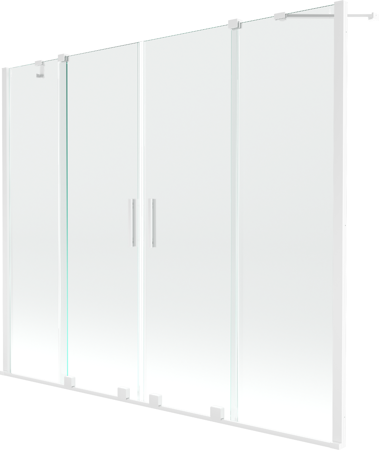 Mexen Velar Duo parawan nawannowy 2-skrzydłowy rozsuwany 190 x 150 cm, transparent, biały - 896-190-000-02-20