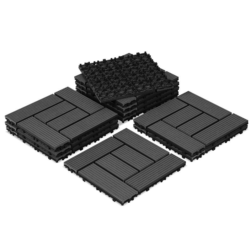 Płytki tarasowe układane metodą interlock antracytowe 30×30 cm – Podłoga zewnętrzna do ogrodu i tarasu, 55 sztuk (5 m²)