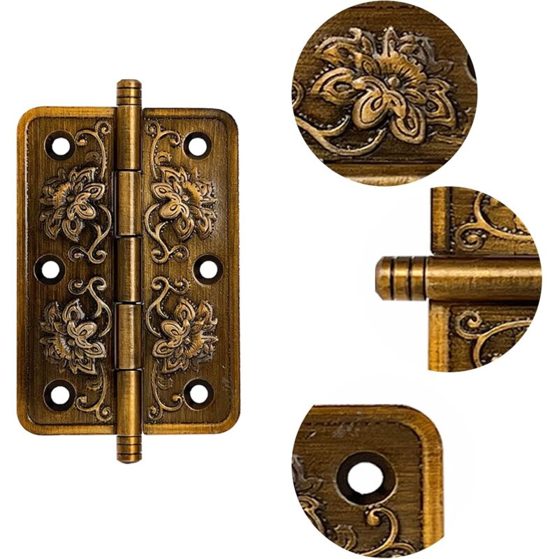 Lot de 4 charnières antiques - Charnières décoratives - Mini charnières