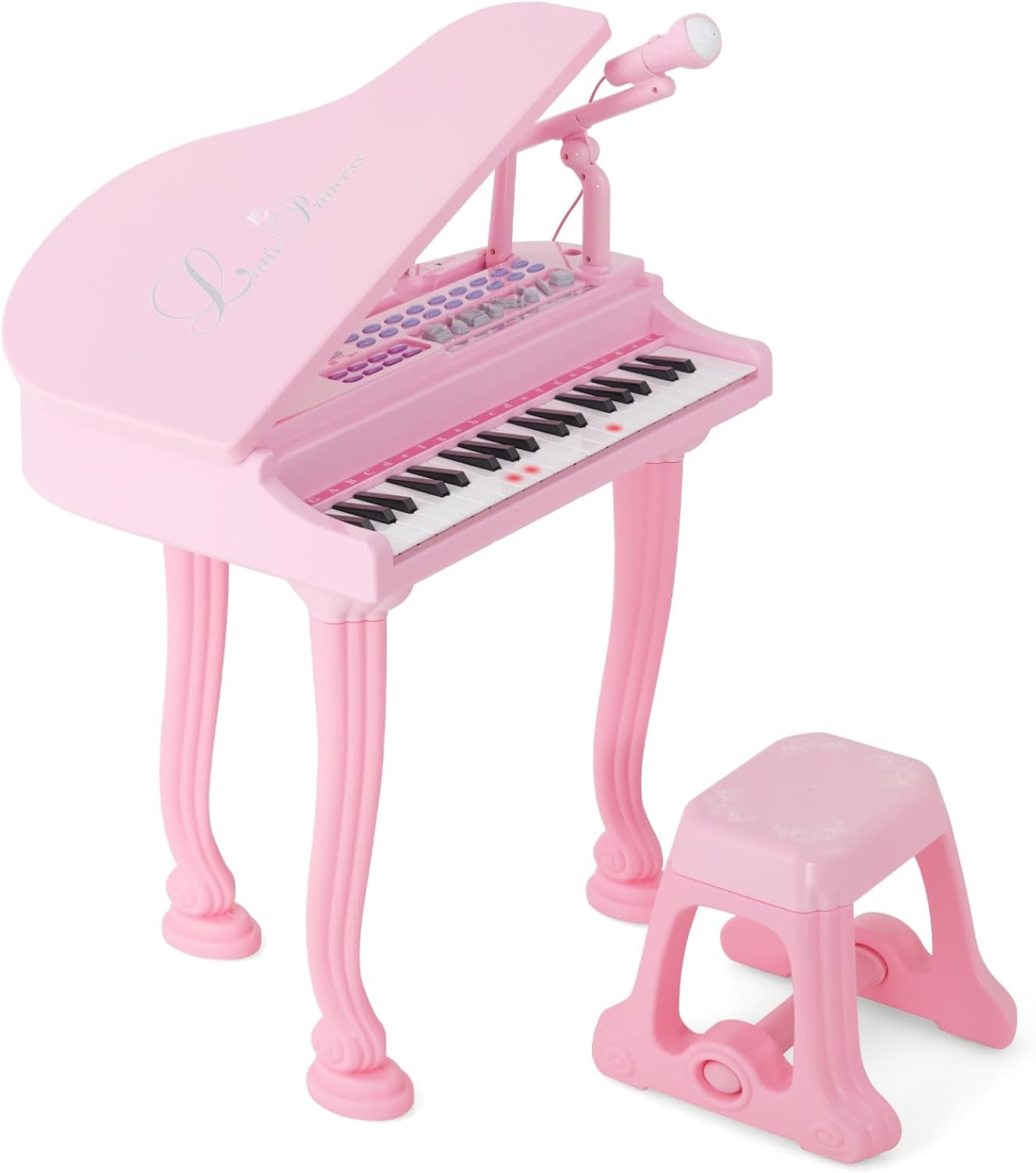 Pianoforte A 37 Tasti Per Bambini Con Microfono Regolabile Supporto Per Spartiti Rimovibile Strumento Musicale Nero