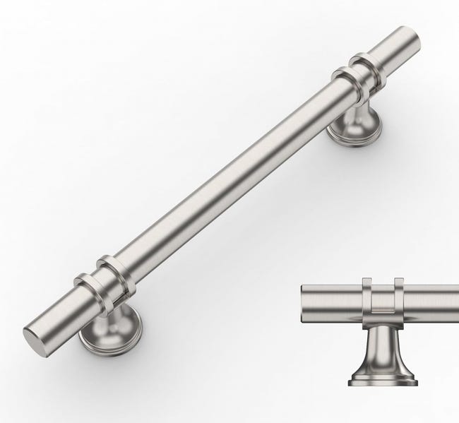 10 Pièces Poignée Meuble Cuisine Nickel Brossé 128mm Poignées de ...