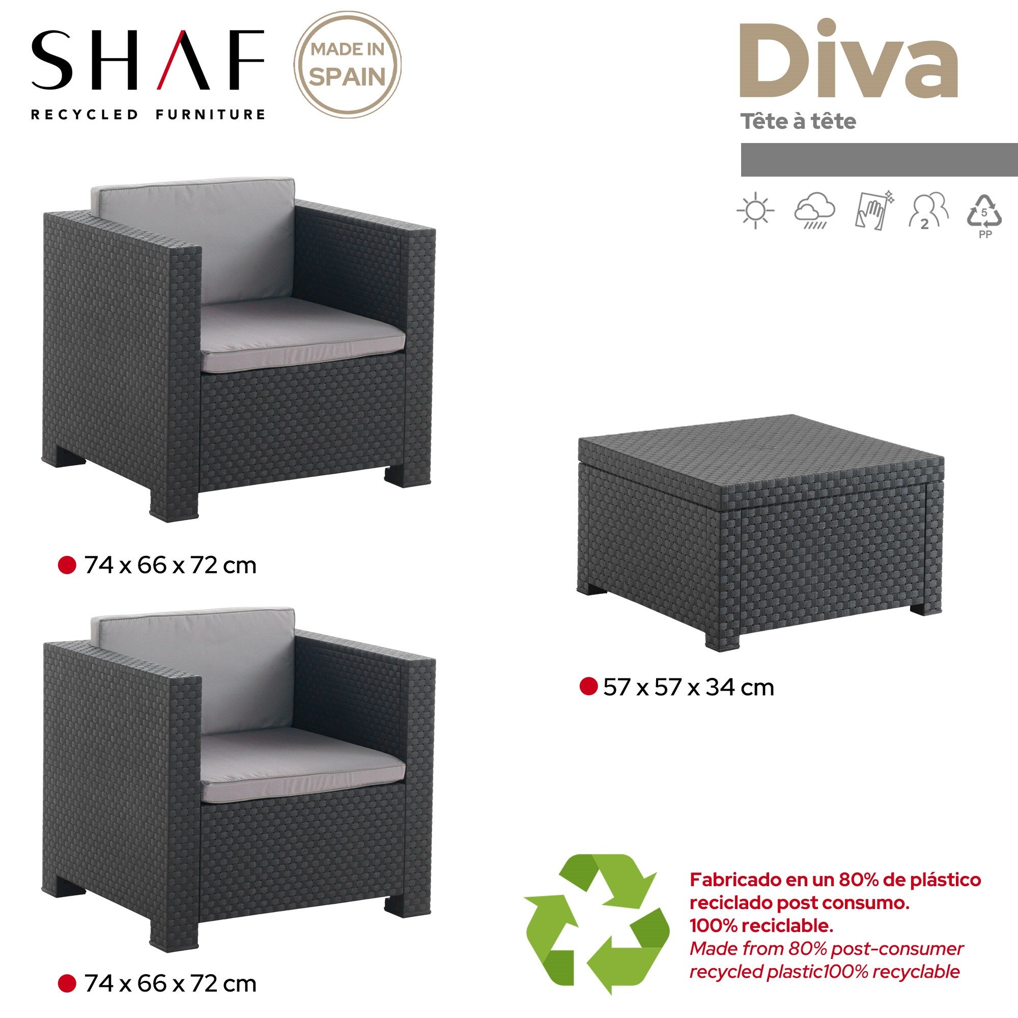 Conjunto jardim/terraço de 2 cadeirões+1 mesa. diva tete grafit sp berner - 3