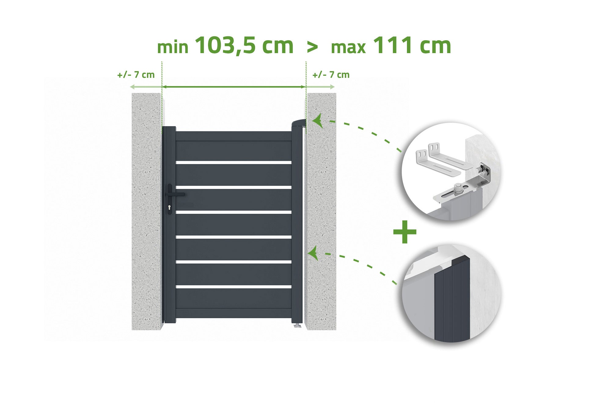 Brama regulowana szerokość 1m VOGEL H.140cm szare aluminium