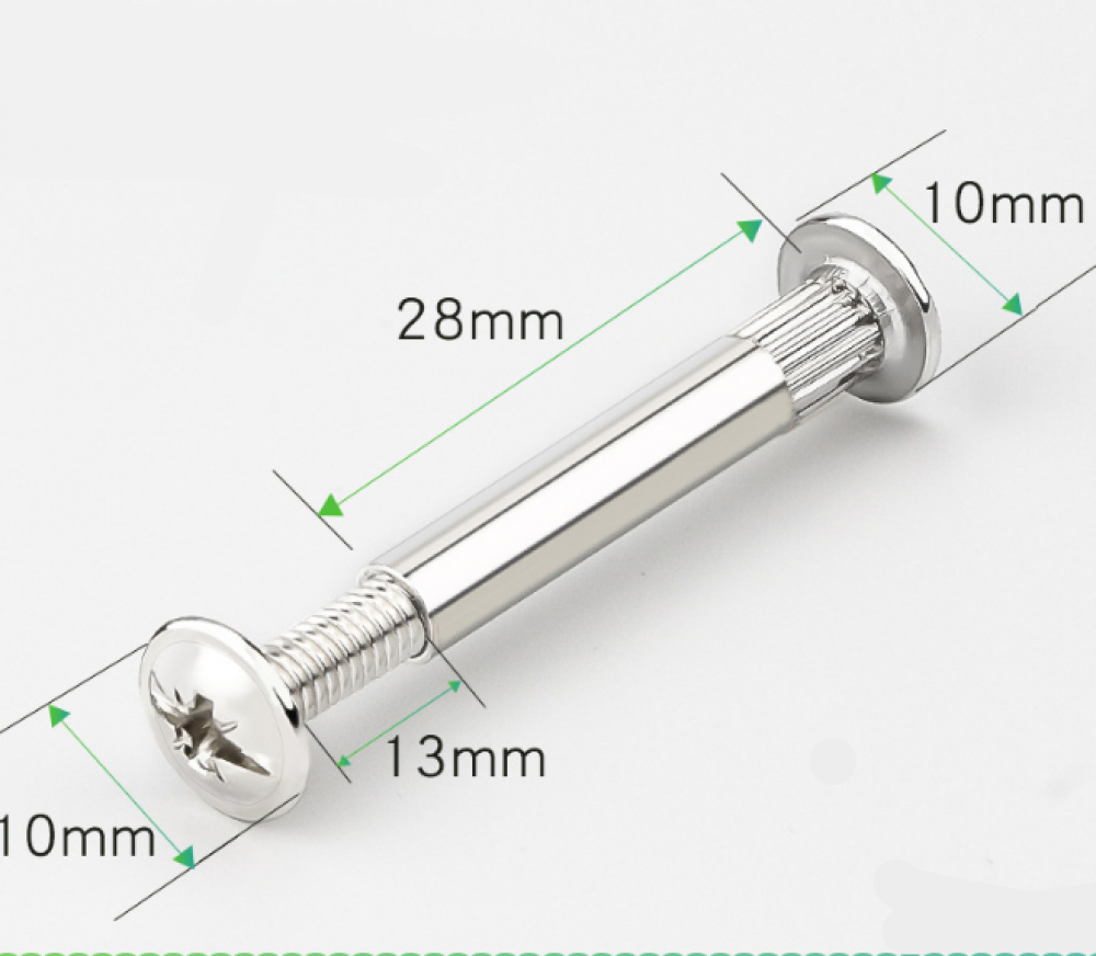 Vis d'assemblage M4 pour meubles, lot de 10, avec douille en acier nickelé, pour bois de 31-40mm d'épaisseur - 3