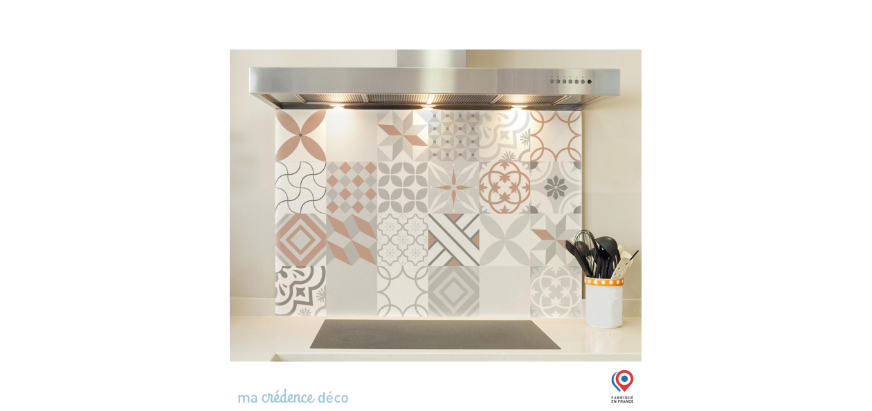 Fond de hotte Carreaux ciment rouge - Verre trempé - L 90 cm x H 50 cm