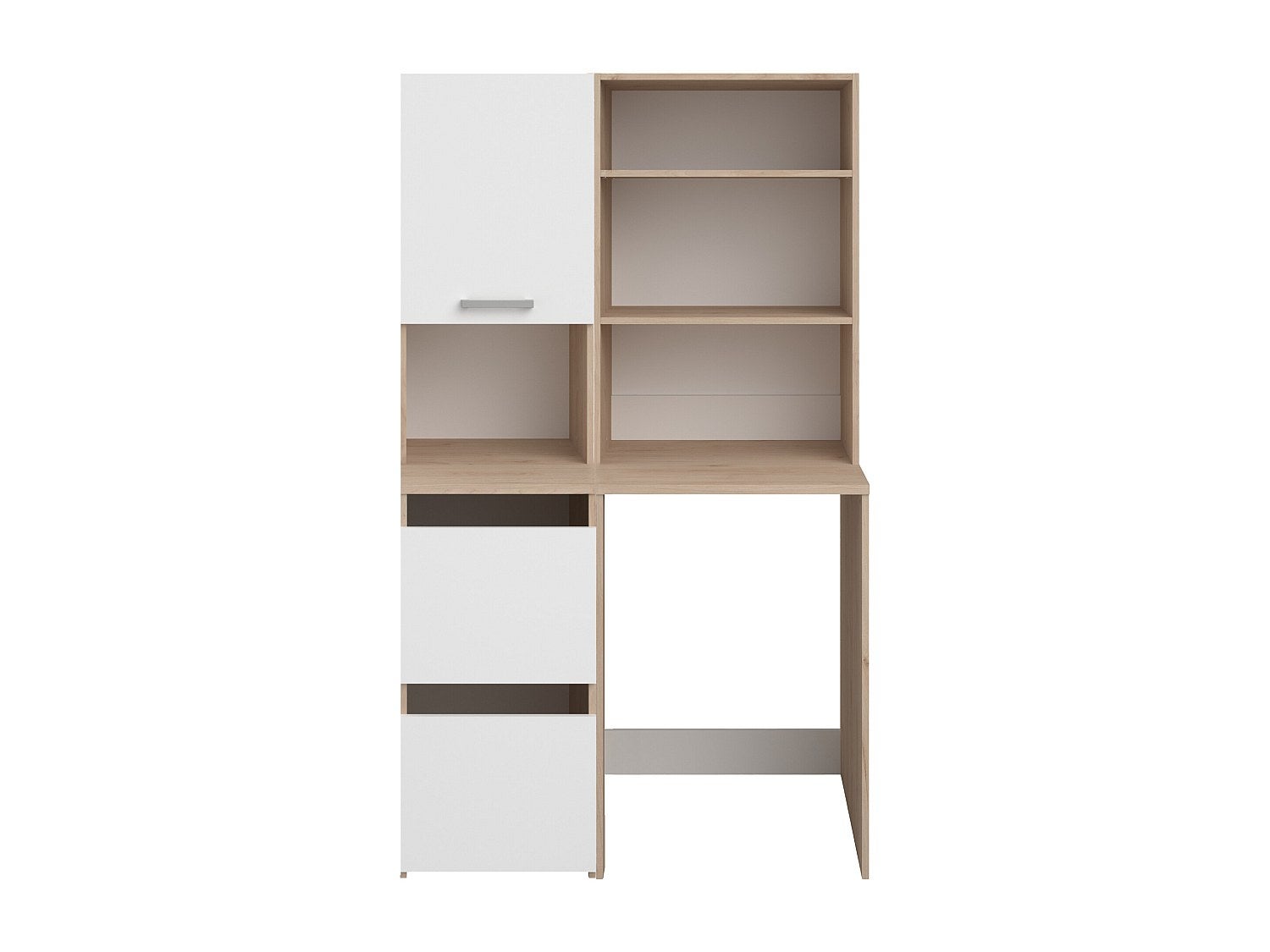 Mueble para lavadora con estantes y armarios - Natural claro y blanco - L111 x Alt. 184 cm - ERKANO - 3