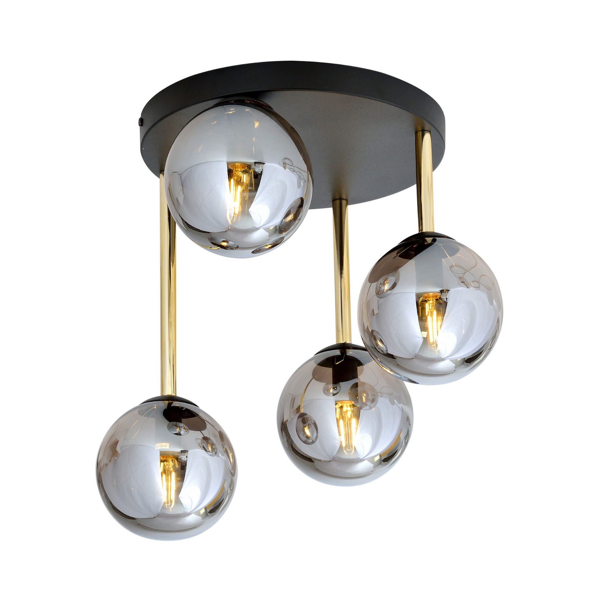 Lampa wisząca Dolce czarno-złota 4xE14x10W wym: 40 x 40 cm szkło Emibig