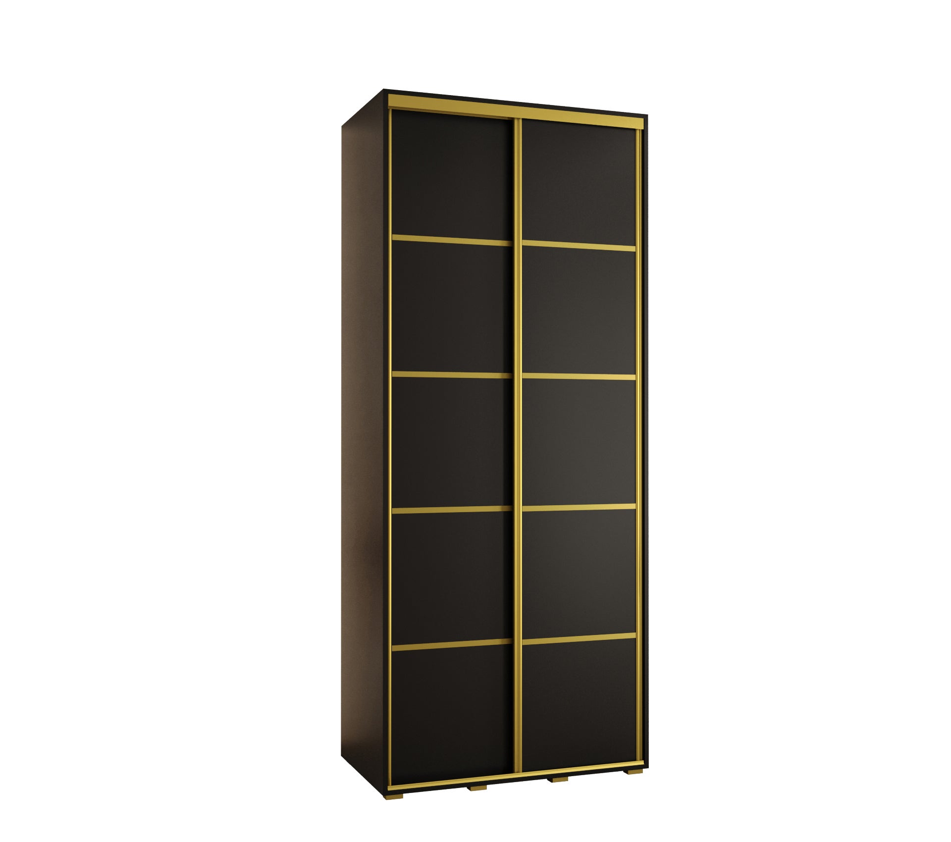 Szafa przesuwna wysoka Davos 4 120 x 45 x 235,2 cm czarny + czarny + u. złoty - Abiks Meble