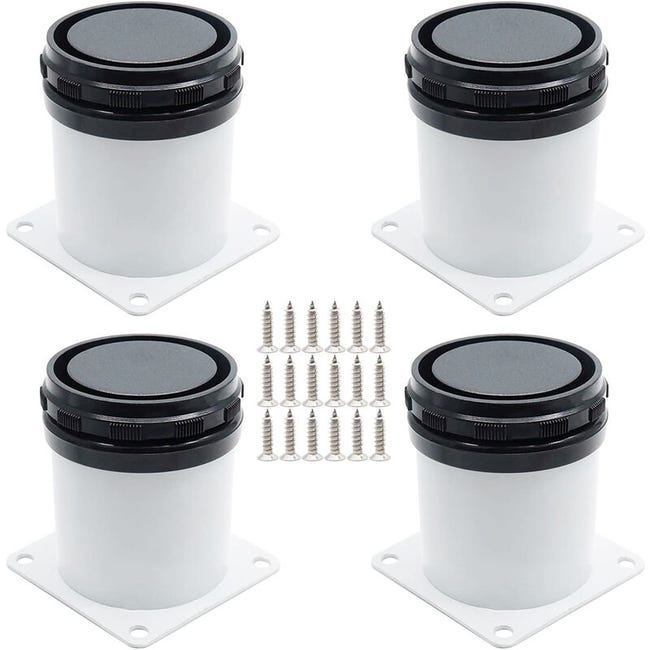 Nóżki meblowe ze stali nierdzewnej, regulowane, ze śrubami, białe, 5 cm