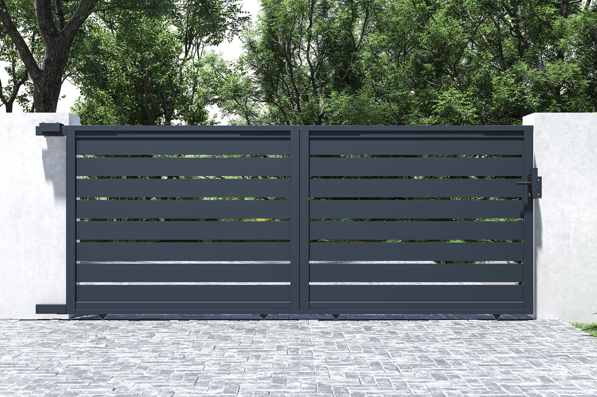 Portail coulissant 4m VOGEL H.160cm aluminium gris - 6