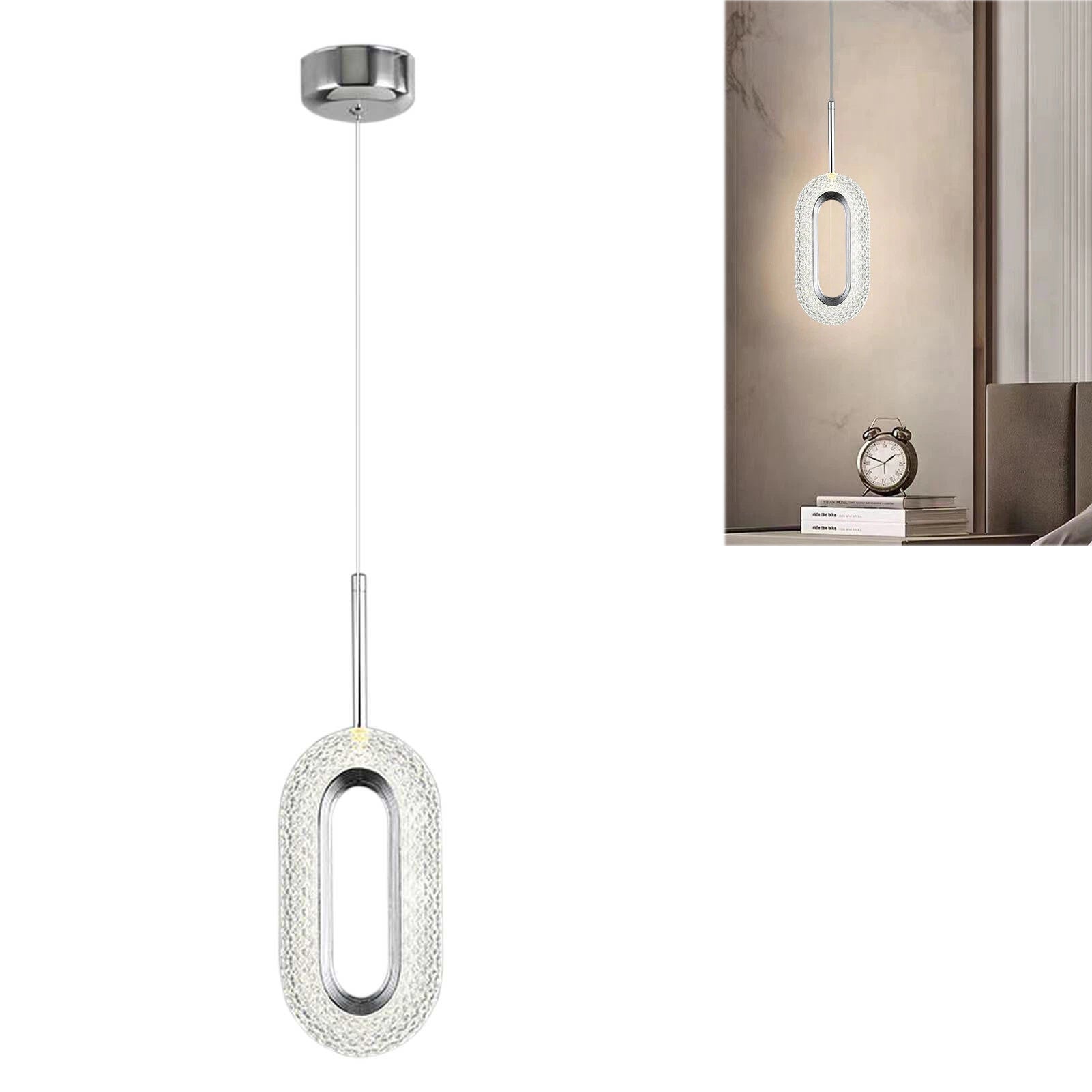 Lampa sufitowa LED z chromowanym srebrnym kryształem mini oprawa wisząca do sypialni korytarza przedpokoju wyspy kuchennej neutralne światło K