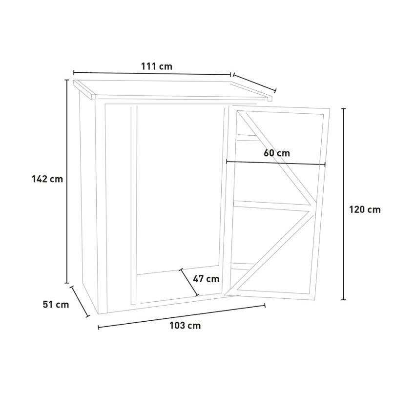 Cabane en bois pour outils de jardin 111x51x142 Smew - 9
