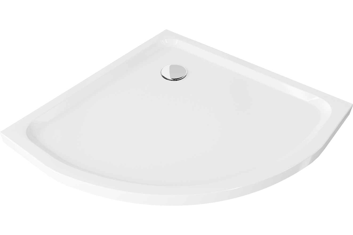 Mexen Flat brodzik półokrągły slim 80 x 80 cm, biały, syfon chrom - 41108080