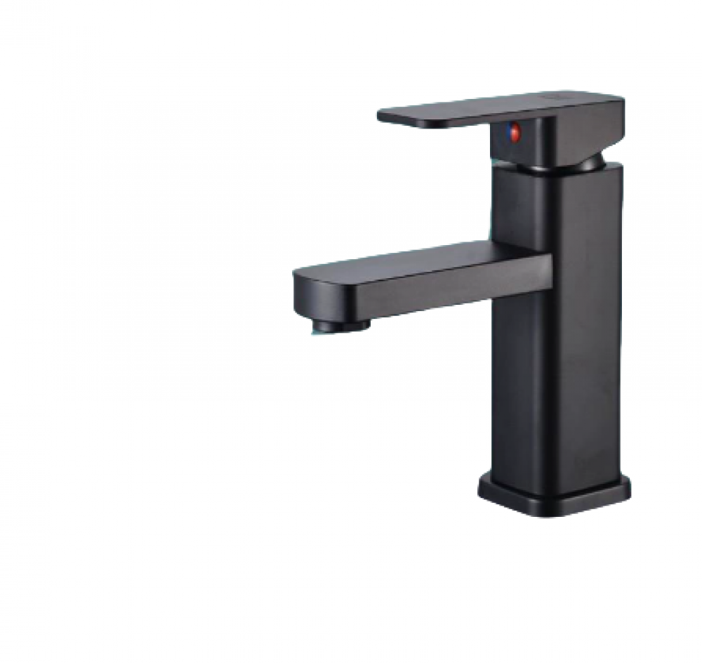 Czarny kran łazienkowy, nowoczesna bateria umywalkowa, ciepła i zimna woda, do łazienki lub toalety