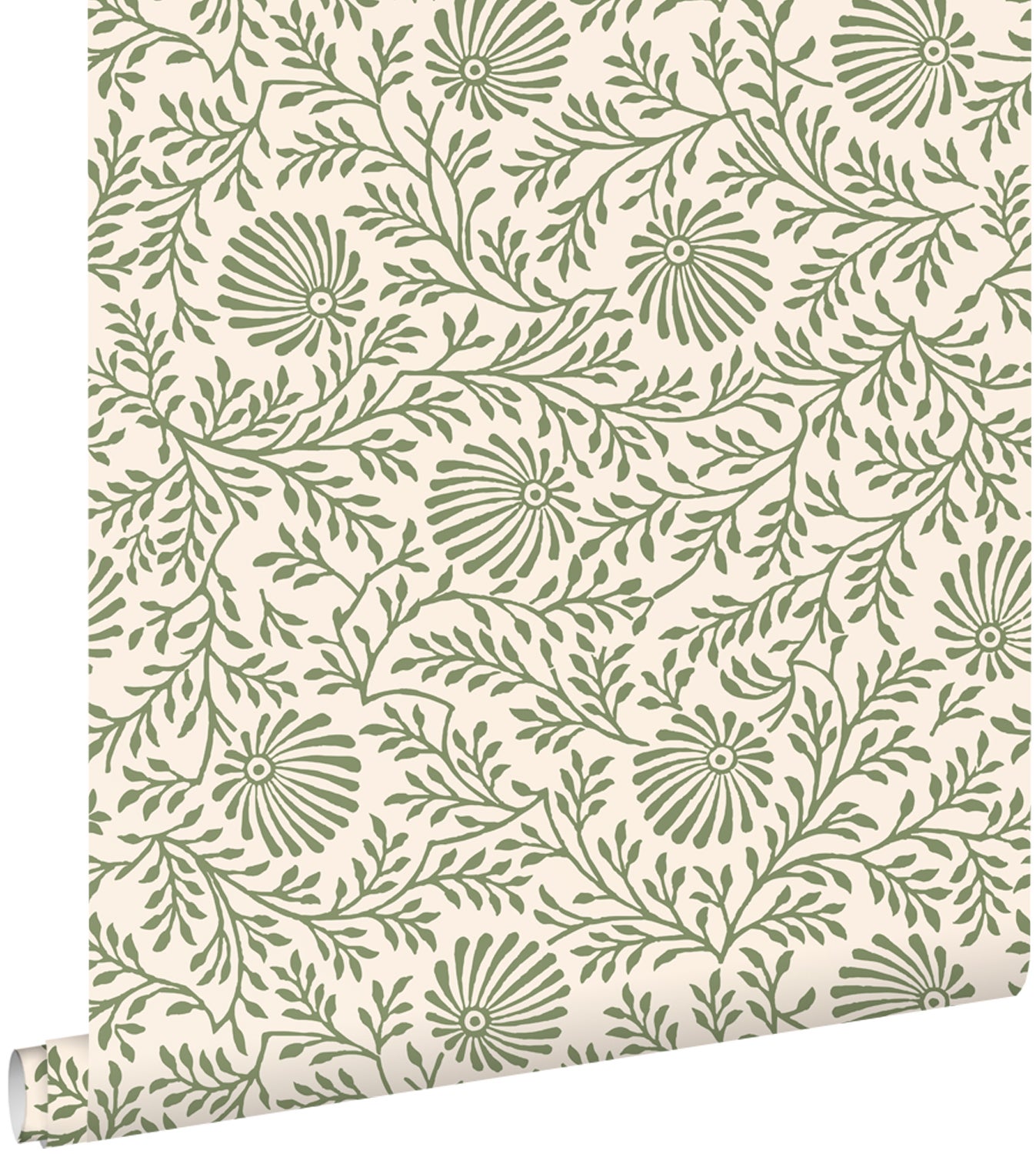 Tapeta zabytkowe kwiaty zielonym - 50 x 900 cm - ESTAHOME