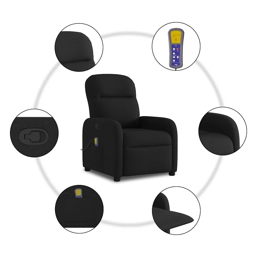Fauteuil de massage inclinable Noir Tissu - 8