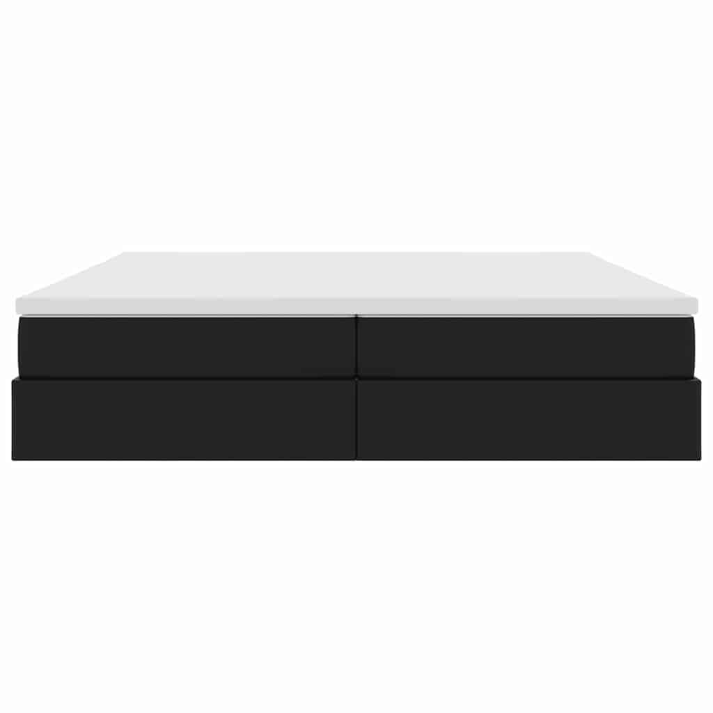 Lit avec rangement et matelas noir 200 x 200 cm similicuir - 6