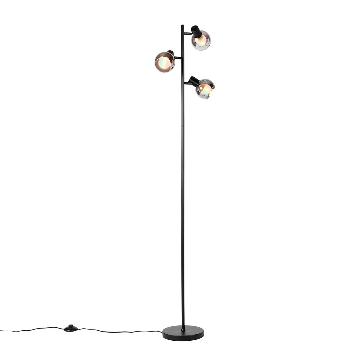 Qazqa artdeco lampa podłogowa 3-punktowa inteligentny - Vidro - czarny, żarówkami LED 4.9 w zestawie, e14, 2700k - 6500k