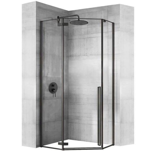 Kabina Prysznicowa Rea Diamond Czarny 80 X 80 +Brodzik Diamond Biały